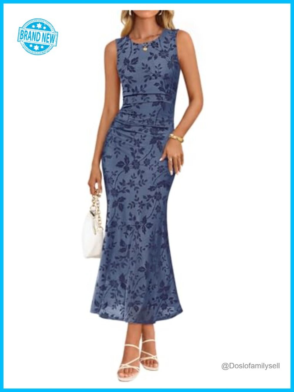 ZESICA Women's Sleeveless Floral Bodycon Maxi Dress Wedding Guest